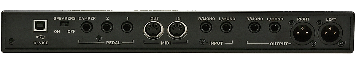 Immagine del pannello posteriore di SV2 con tutte le connessioni audio, digitali, ausiliarie disponibili per tutti i modelli.